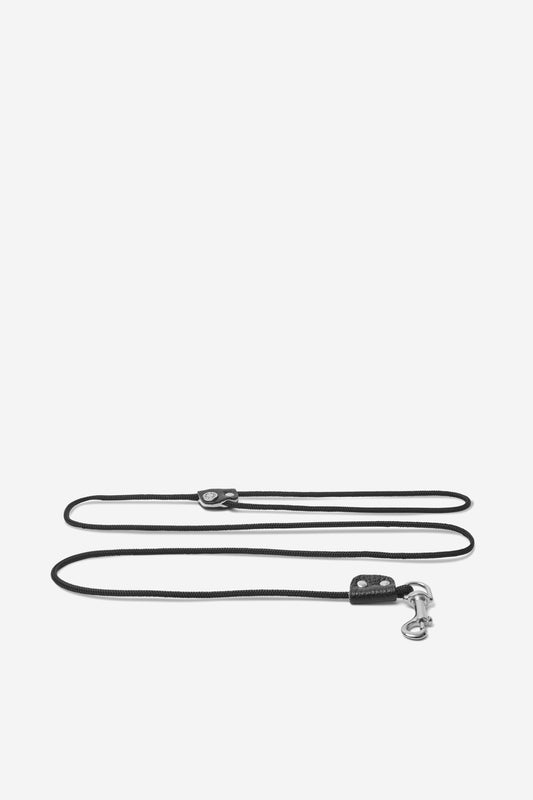 Black Nautical Rope Leash - Silver